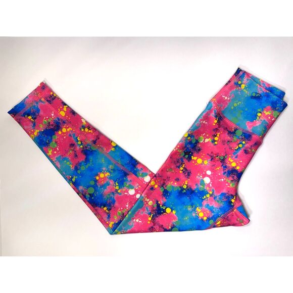 NEW Rok The Box Pink Paint Splatter Legging Womens XS Luxe Fabric High Waist - Picture 7 of 7